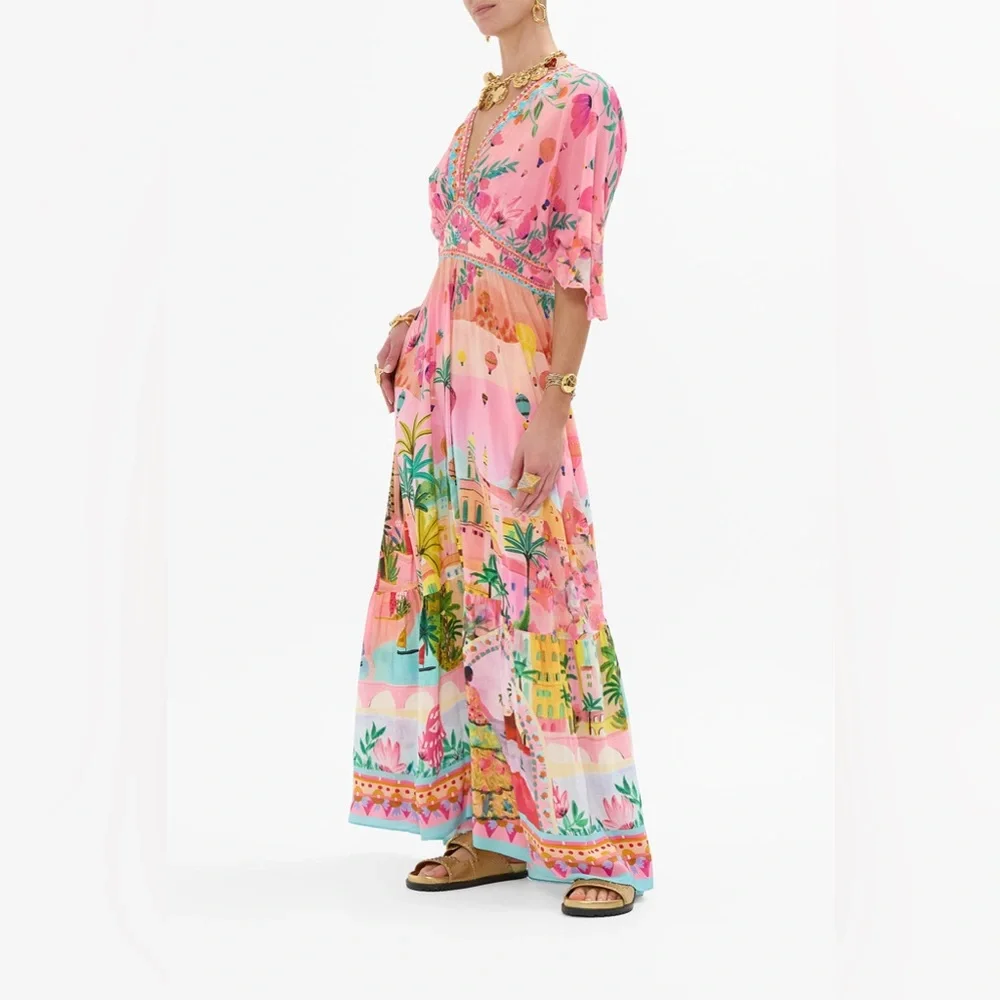 💕SOLD💕Camilla Waisted Dress With Hem Ruffle Sister Sunset - Picture 5 of 13